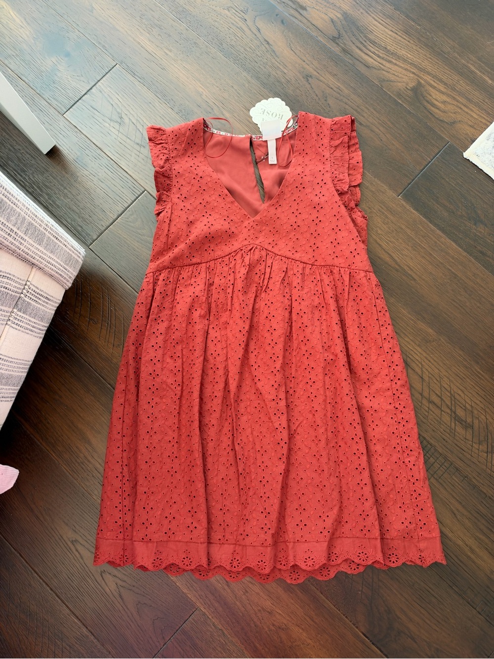Knox Rose desert Red Eyelet Polka Dot Dress